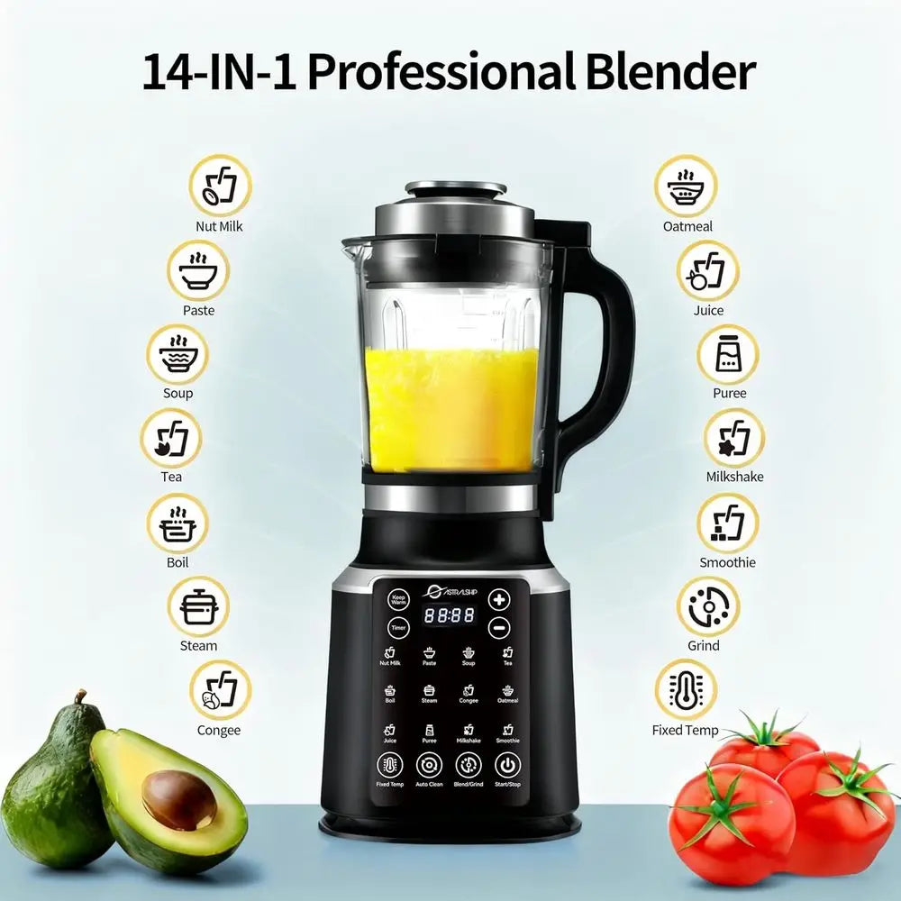 59oz Glass Blender with Tamper, 1500W High Speed, Adjustable Speeds, 14 Presets, Auto Clean Blender