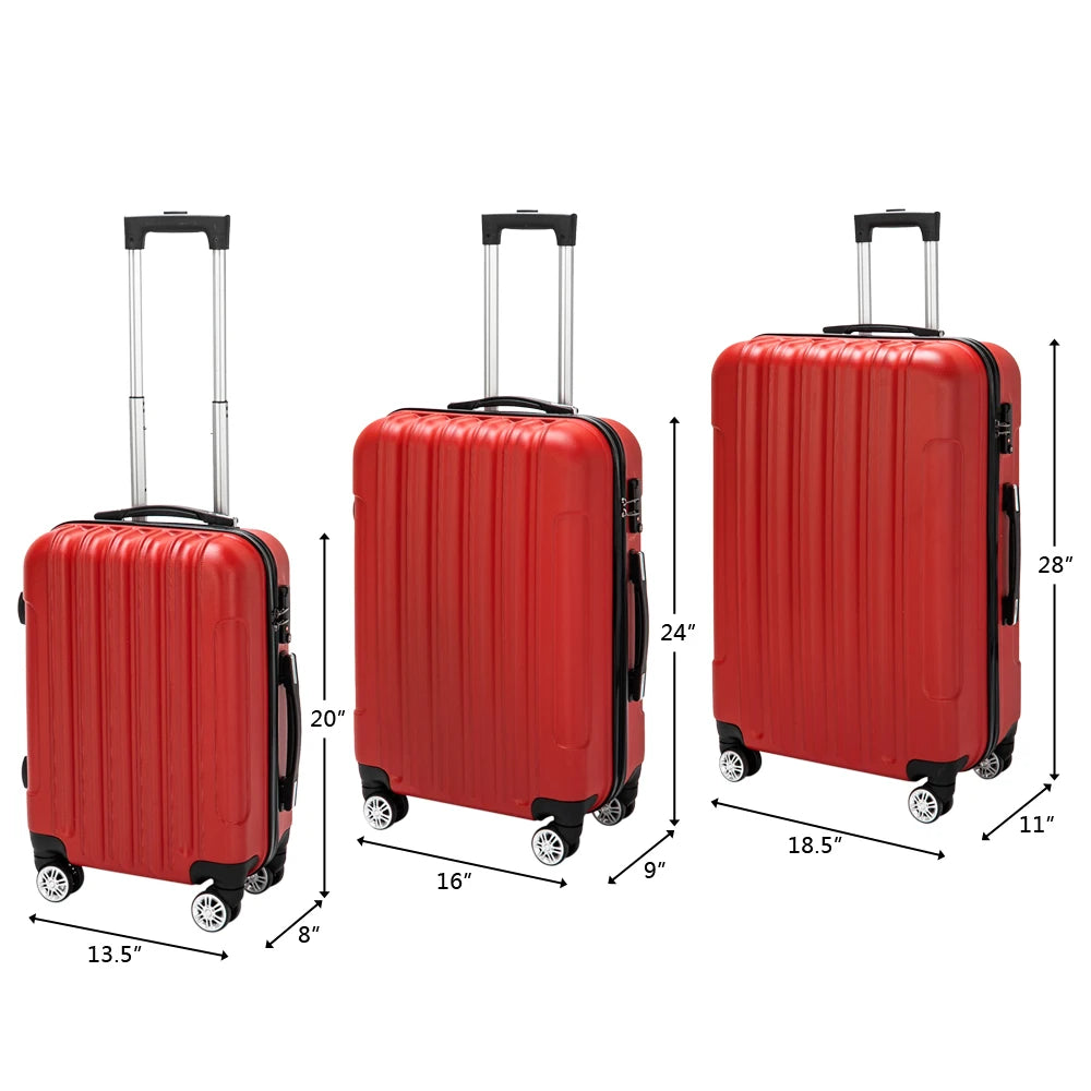 20-inch, 24-inch, and 28-inch three-in-one spinner suitcases. ABS aluminum alloy pull rods, stylish colors, sporty luggage set.
