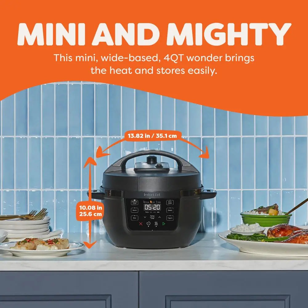 4QT RIO Mini 7in1 MultiCooker, Pressure Cooker, Slow cook, Saute, Steam, Rice Maker, Yogurt, amp Warmer, Black, 4 Quarts