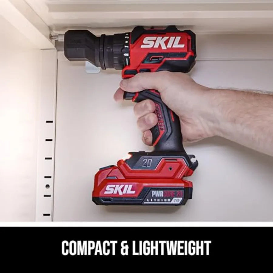 Brushless 20V Compact Multi-Head Drill Driver Kit Including 2.0 Ah USB-C Battery and PD Charger-QD6293B-10