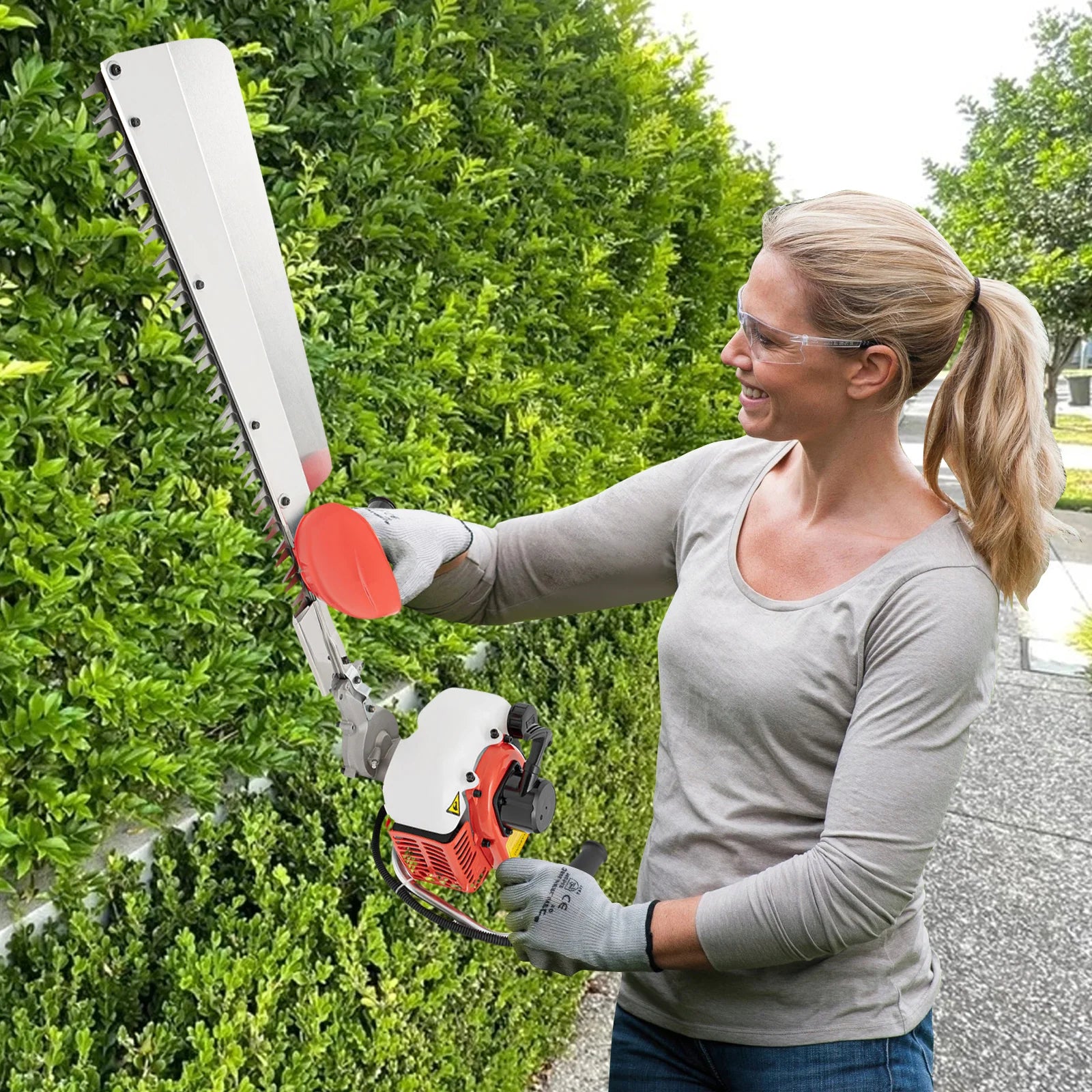 22.5CC 2-Stroke Single Blade Brush Cutter, Gas Powered Grass Trimmer with Shoulder Strap, Professional Gardening Tool