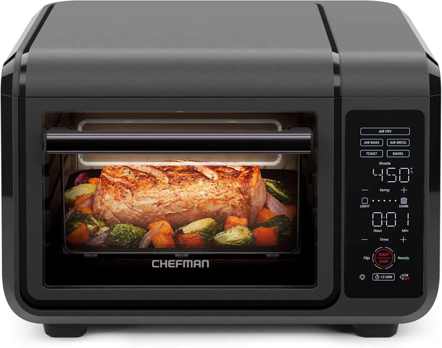 Multi-Function Air Fryer Toaster Oven Combo for Quick Healthy Meals, Bake Broil Toast Bagel Functions, 450°F Max Temp