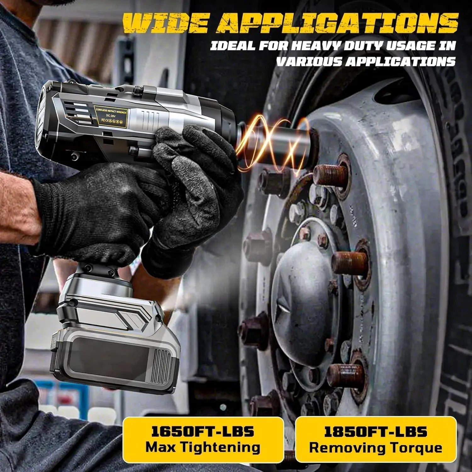 3/4 Inch Cordless Impact Wrench 1850ft-lbs Brushless Motor High Torque Heavy Duty Automotive Tool