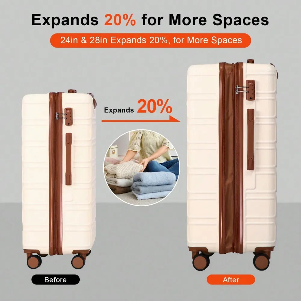 4Piece Expandable Luggage, ABS Travel Luggage Set With Dual Spinner Wheels, TSA Lock Hard Shell Durable Travel Bag Luggage Set 1