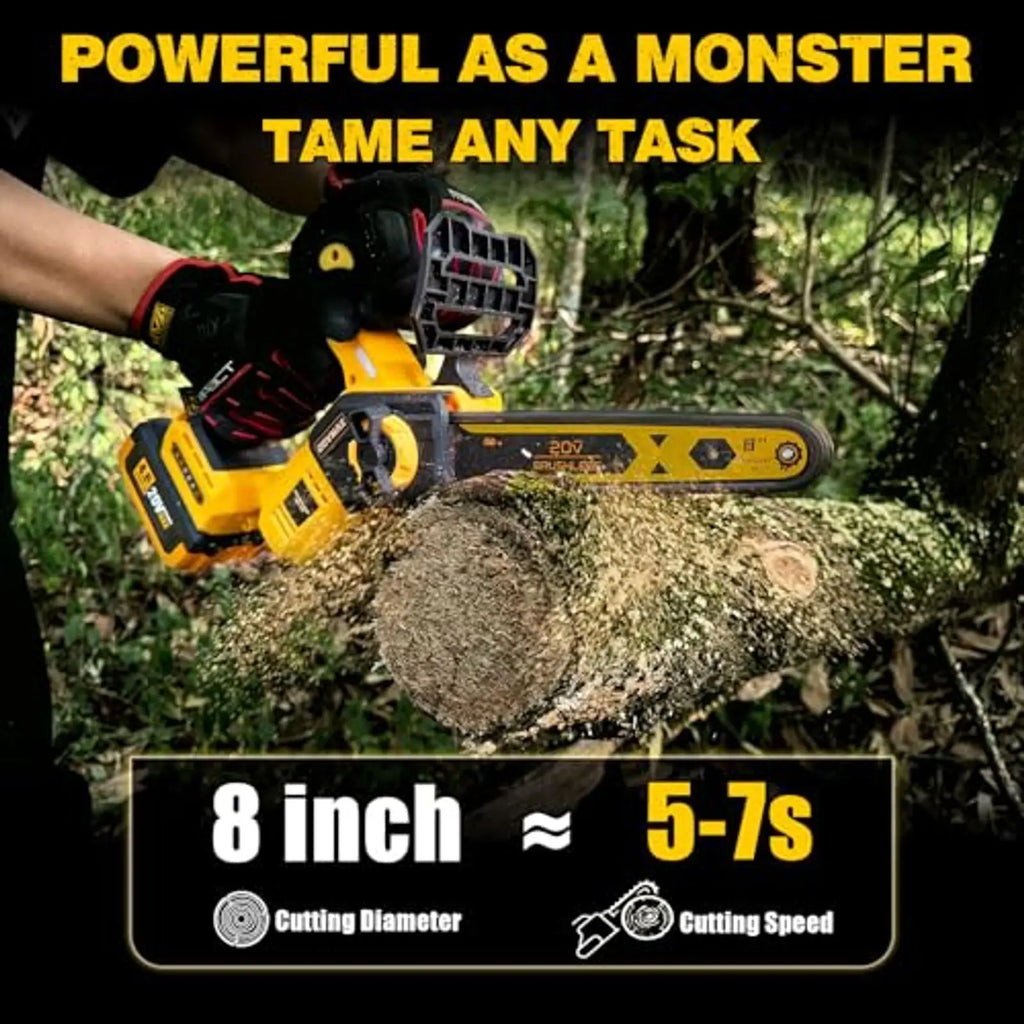 Cordless Brushless Chainsaw 8 Inch – for 20V MAX Battery, Upgraded 2026 with Oiling System & Chain Brake, 4.0Ah Battery for Wood