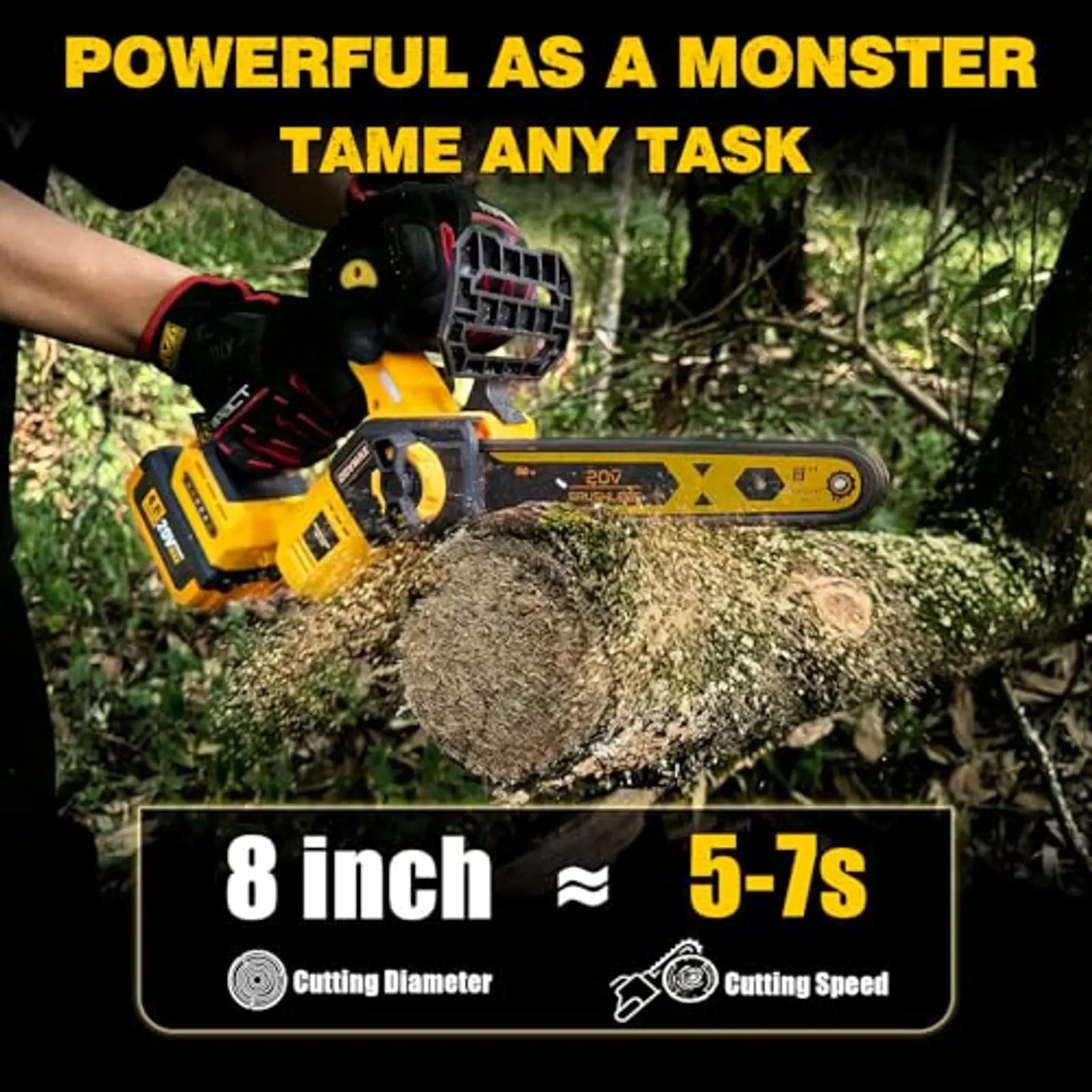 Cordless Brushless Chainsaw 8 Inch – for 20V MAX Battery, Upgraded 2026 with Oiling System & Chain Brake, 4.0Ah Battery for Wood