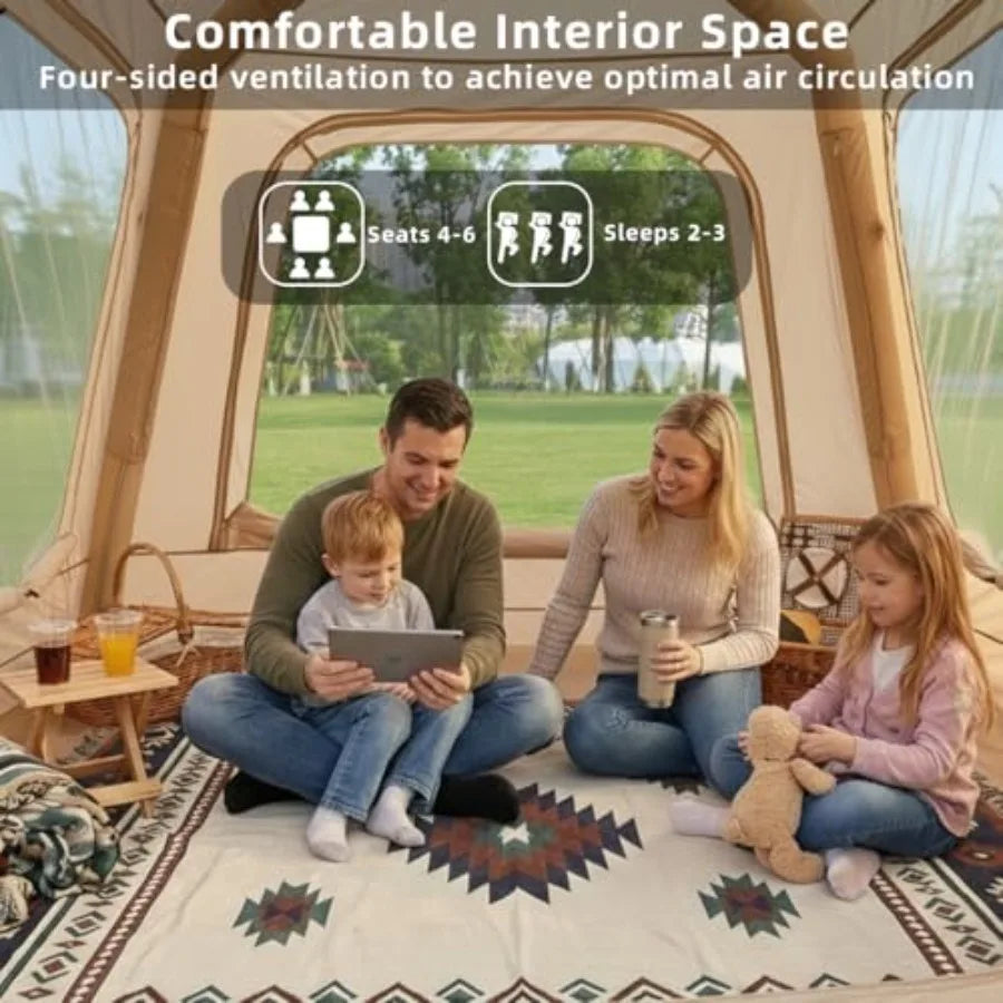 Inflatable Tent for Camping Waterproof Ox 4 Season Air Tent with Hand Pump Easy Setup Luxury Outdoor Glamping Windproof Tent 2-