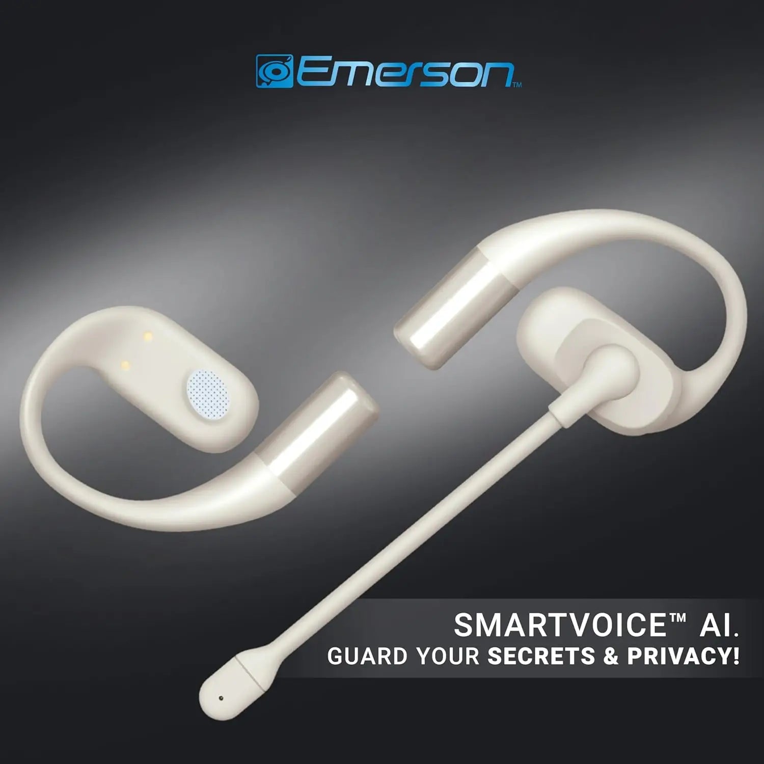 Open-Ear Wireless Earbuds with AI Noise Cancelling, 100dB ENC Mic, IPX4 Waterproof for Gym Work Travel - White
