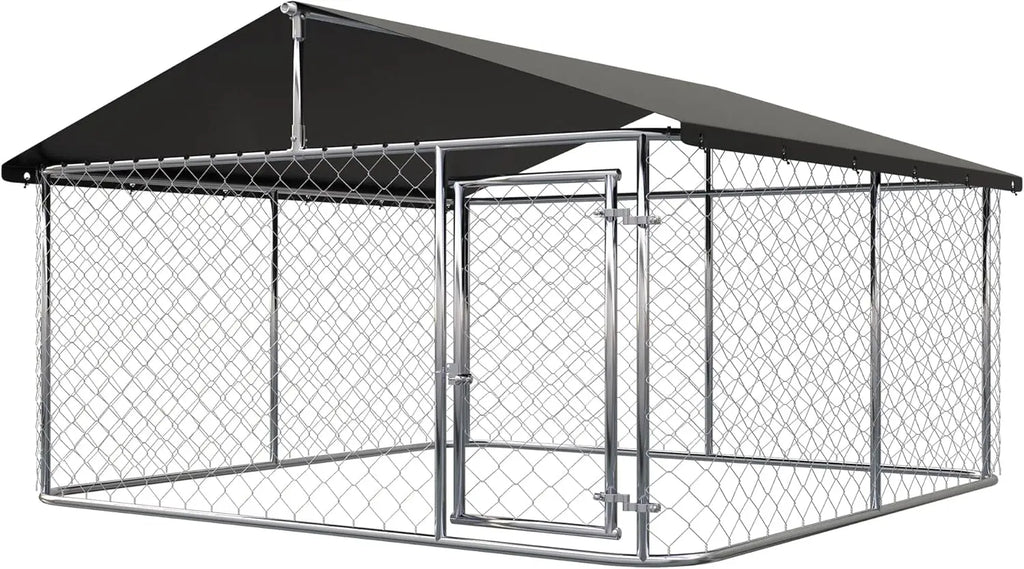 Outdoor Dog Kennel Heavy Duty Cage with Secure Lock 6.56'x6.56' Mesh Steel Fence for Pets