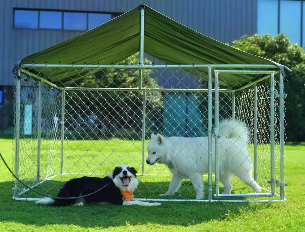 Outdoor Dog Kennel Heavy Duty Cage with Secure Lock 6.56'x6.56' Mesh Steel Fence for Pets