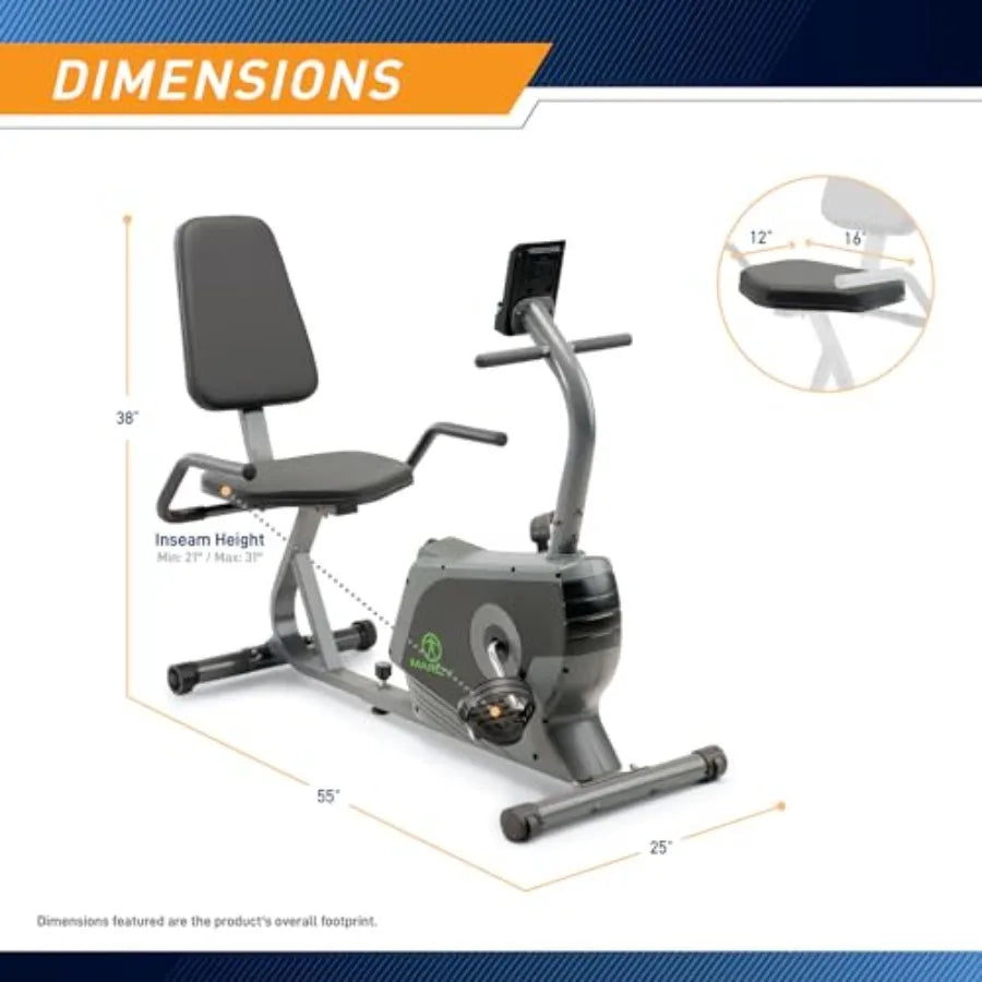 Magnetic Recumbent Exercise Bike for Home and Home Gym with Digital Monitor and Quick Adjustable Seat in Black High Stability a