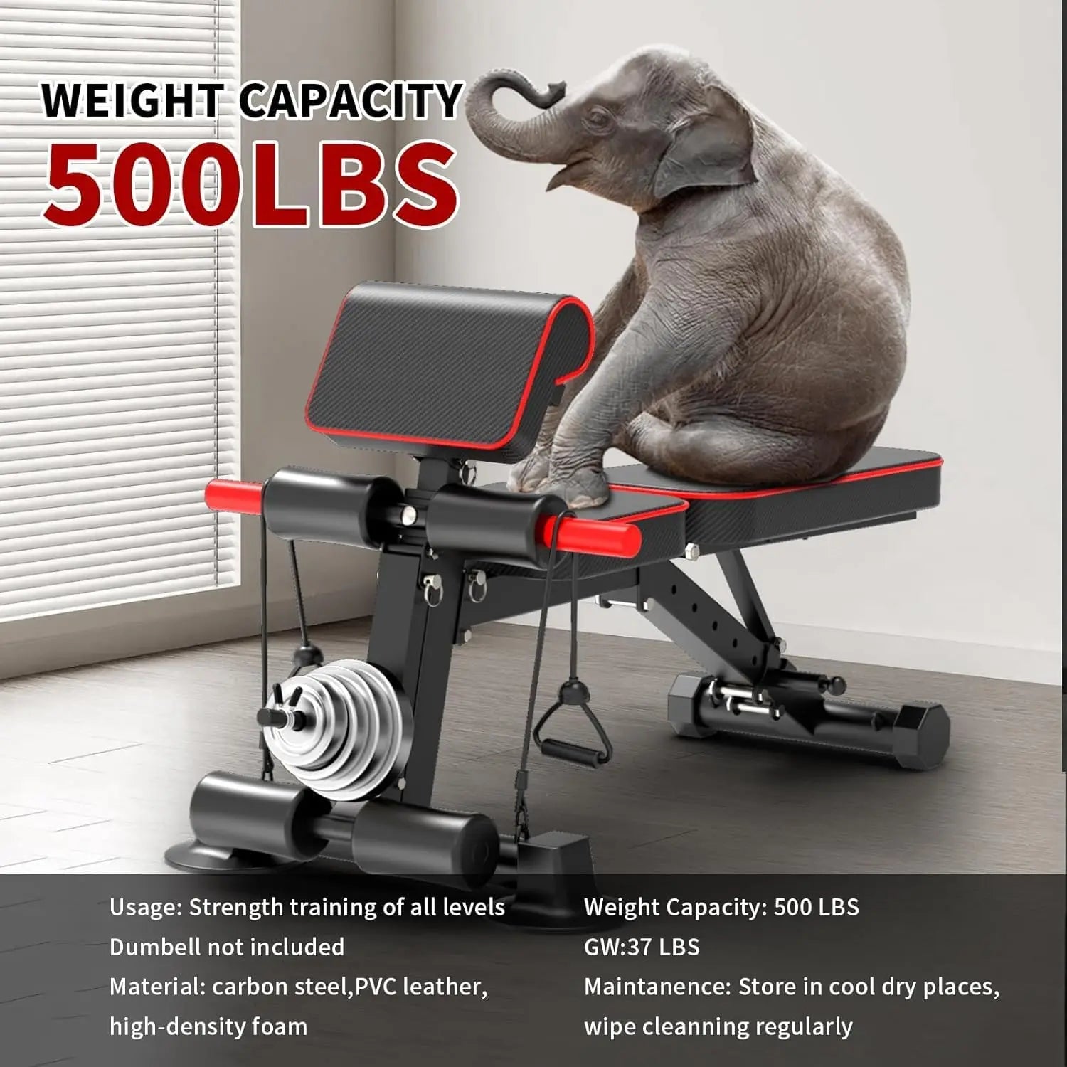 Adjustable Weight Bench for Home Gym–Foldable Workout Bench for Bench Press Sit-Ups Incline/Decline/Flat Strength Training Multi