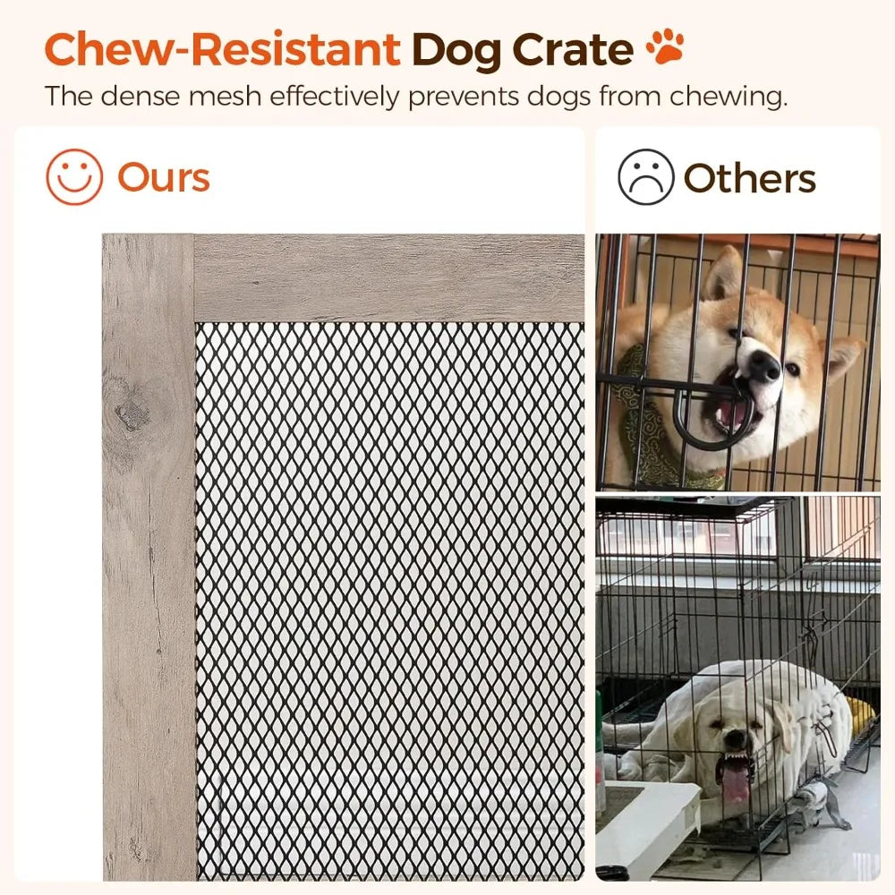 Dog Crate Furniture, Wooden Dog Kennel End Table, Decorative Pet Crate Indoor Use, Furniture Style Dog House for Small Me
