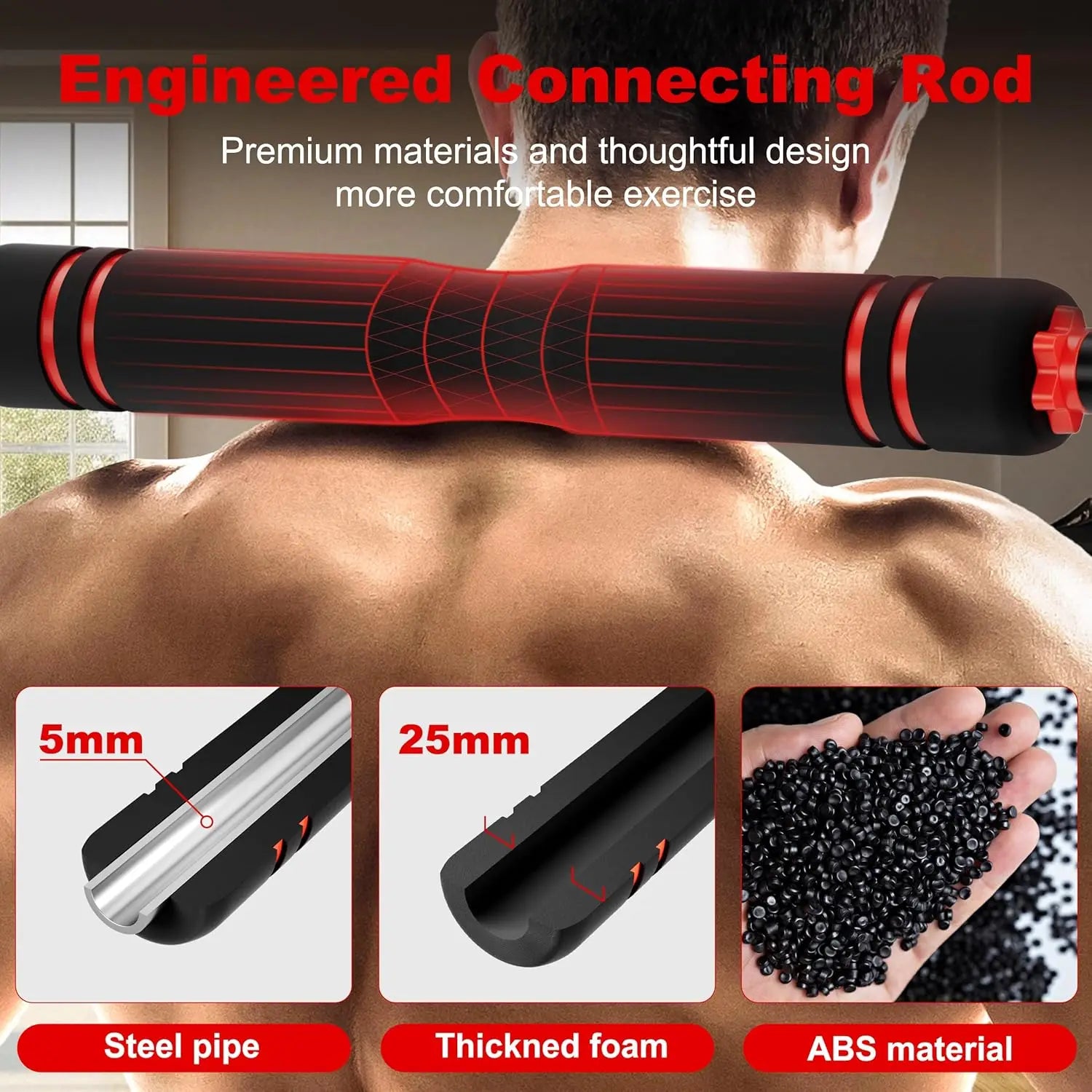 5-in-1 Adjustable Dumbbell Set Converts to Barbell & Kettlebell, 10-90lbs Weight for Home Gym Strength Training