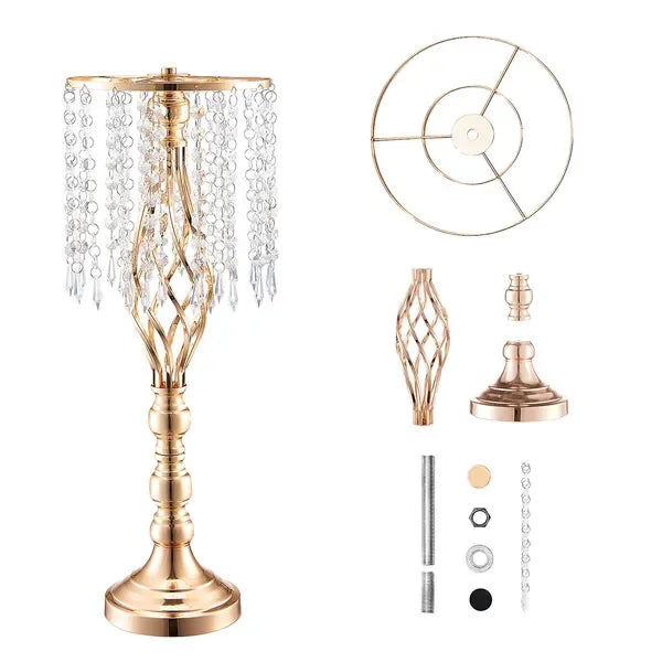 10PCS 55cm/21.65' Tall Crystal Wedding Flower Stand Vase for Party Decor
