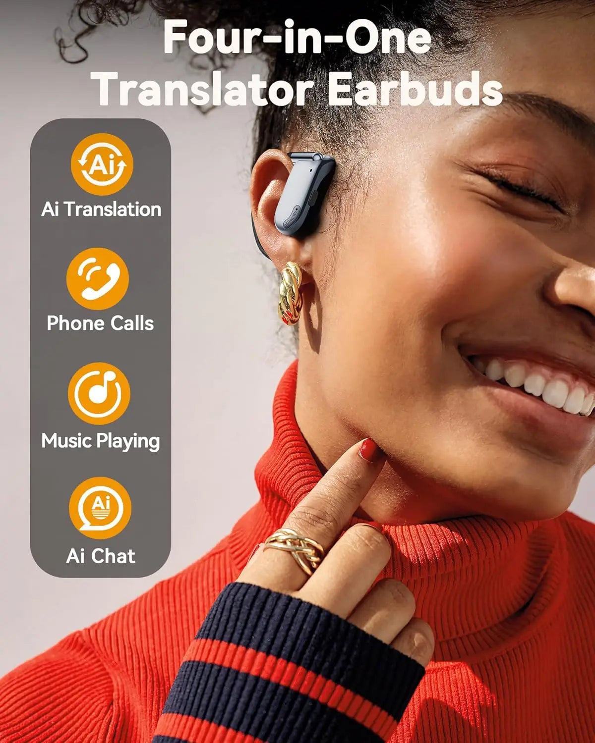 AI Translation Earbuds with Real-Time 164 Languages, 90H Battery, Bluetooth & LED Display for Travel Business Learning