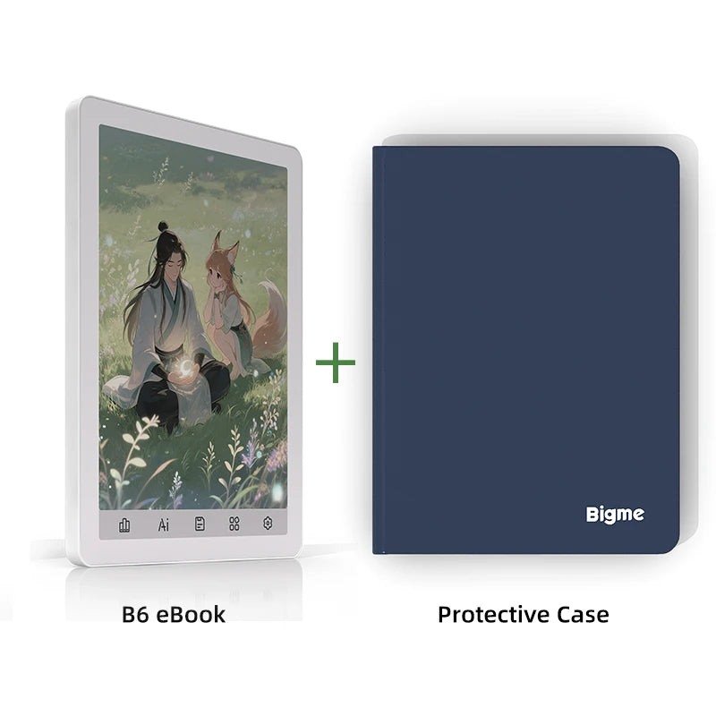 Bigme B6 Electronic book, 6'' color e-ink ebook reader 36-level front light Android 14 OS w/ Google Play, Eye-Protecting ereader