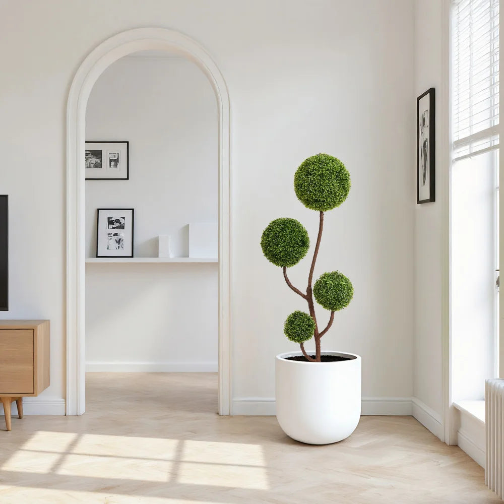 Artificial Boxwood Topiary Tree, 5FT Tall Triple Ball-Shaped Faux Plant  Indoor or Outdoor Home and Office Decoration, 1pc/set