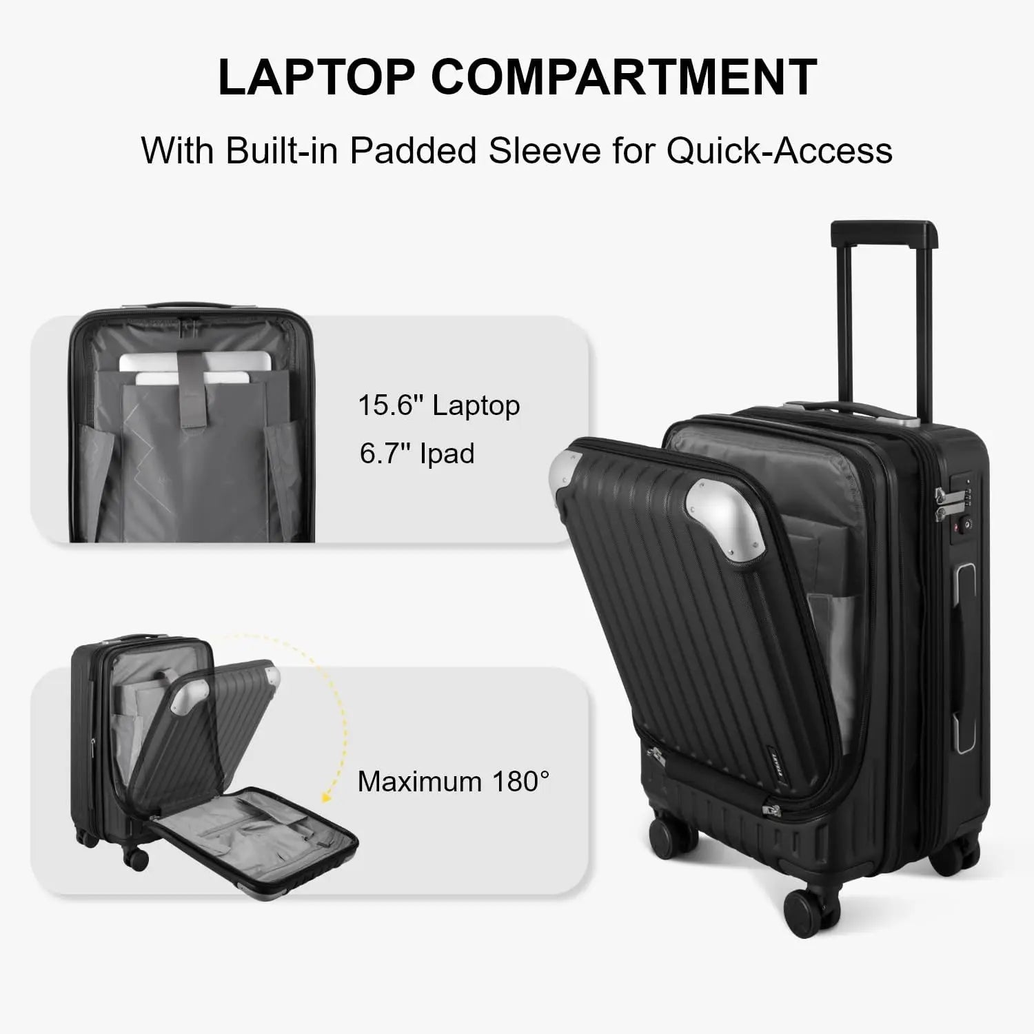20 Inch Expandable Hard Shell Carry-on Luggage with Front Compartment, Lightweight Suitcase for Airplane Travel, TSA Lock