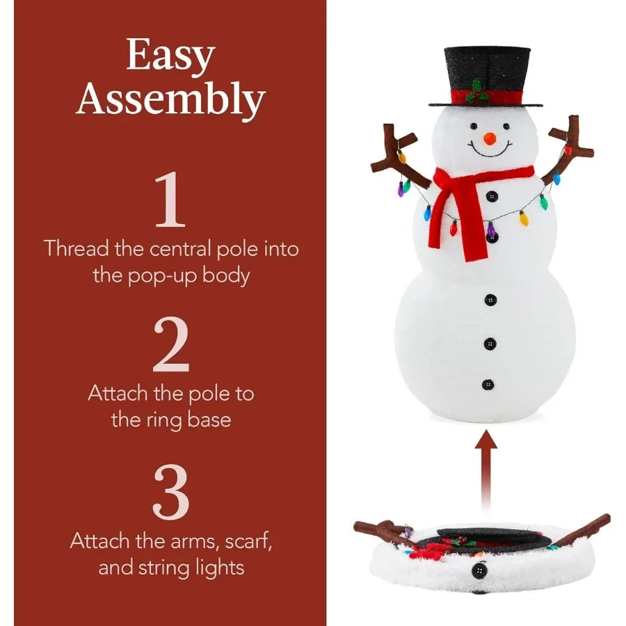 8ft Lighted Pop-Up Snowman Large White Outdoor Christmas Holiday Decoration w/ 350 LED Lights Hat Scarf Multicolored Lights