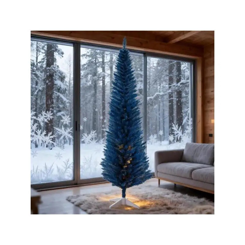 Decorated Christmas Tree with Realistic Branch Tips and Plastic Stand