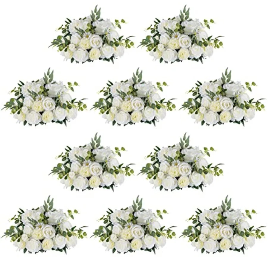 10 Pcs 16 inch Diameter White Fake Flower Rose Balls for Wedding Centerpieces Table Decorations Elegant Artificial Rose Arrange
