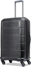 Expandable Hardside Luggage with Spinner Wheels, 24 Inch Jet Black Suitcase for Travel