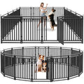 Dog Fence Outdoor Indoor Inch Dog Playpen for Large/Medium/Small Dogs Metal Dog Pen for Yard Camping and RV Black-Silver