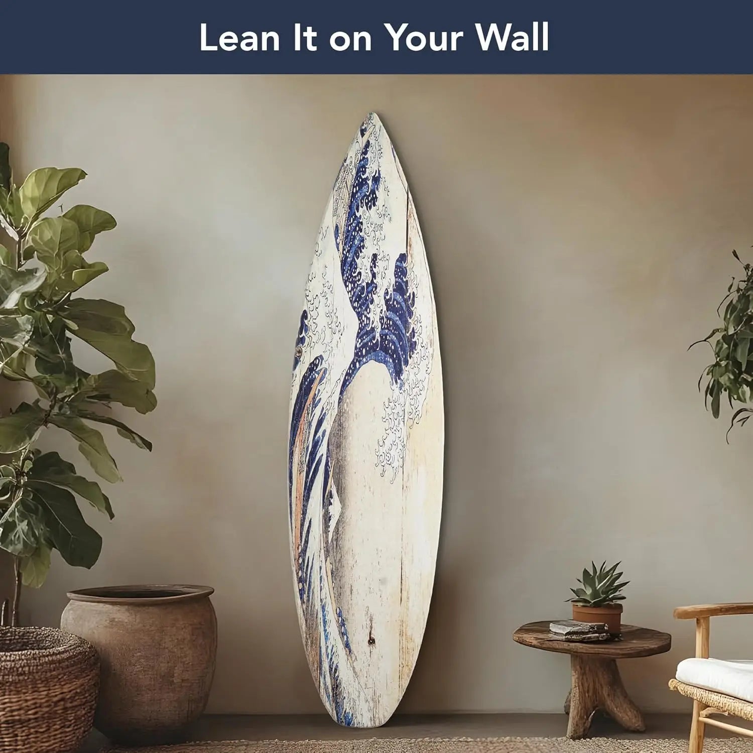 American Art Decor Surfboard Plaque Wall Sign - Beach House Wall Art - Large Tropical/Coastal Home Decor for Living Room, Bedroo
