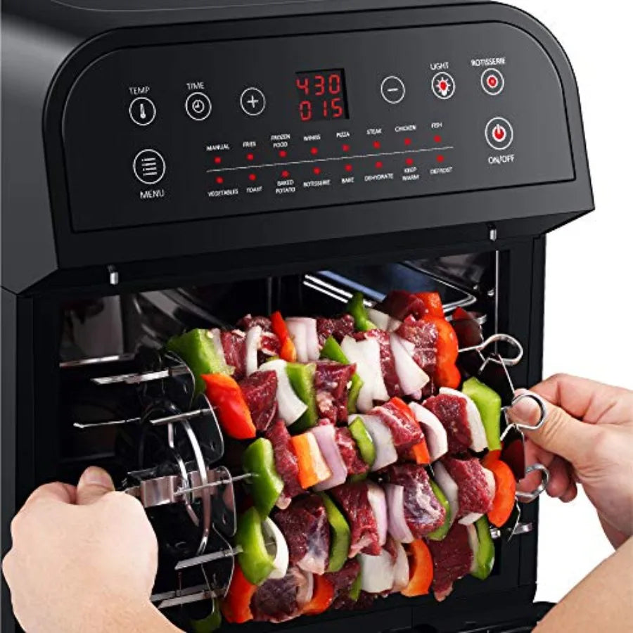 USA GW44800-O Deluxe 12.7-Quarts 15-in-1 Electric Air Fryer Oven with Rotisserie and Dehydrator + 50 Recipes QT Black/Silver