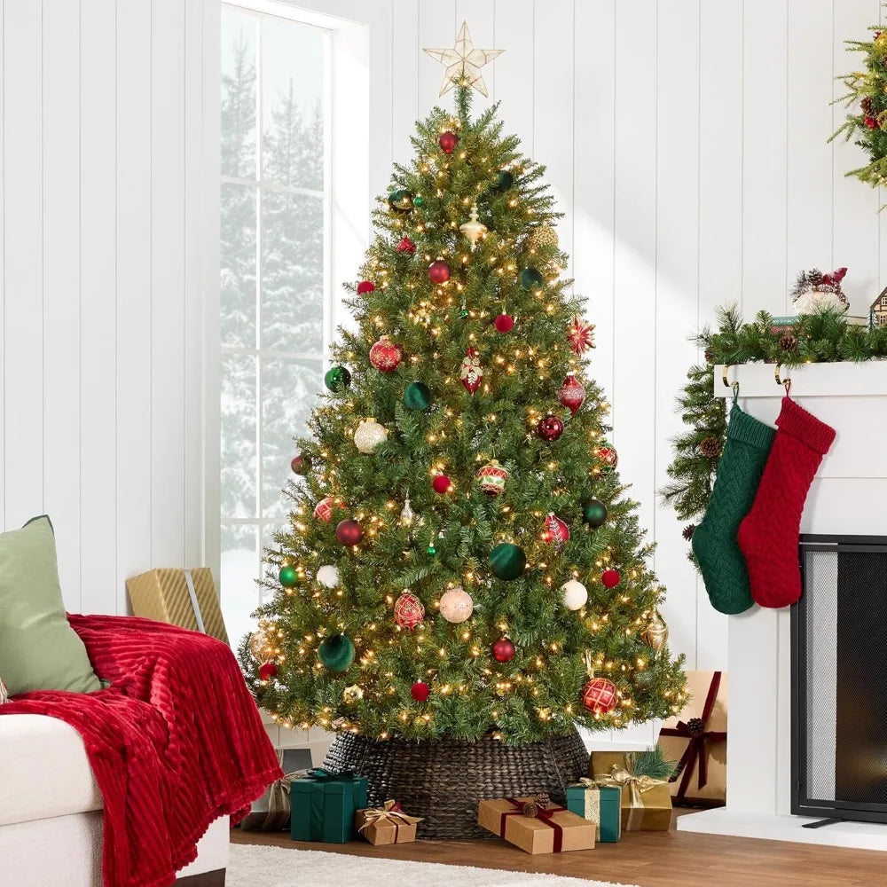 6ft Pre-lit Artificial Full Fir Lighted Holiday Decoration with Warm White Lights