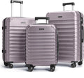 3-Piece Hard Shell Luggage Set with Spinner Wheels & TSA Lock, Lightweight Durable Suitcases 20/24/28 Inch in Rose Purple