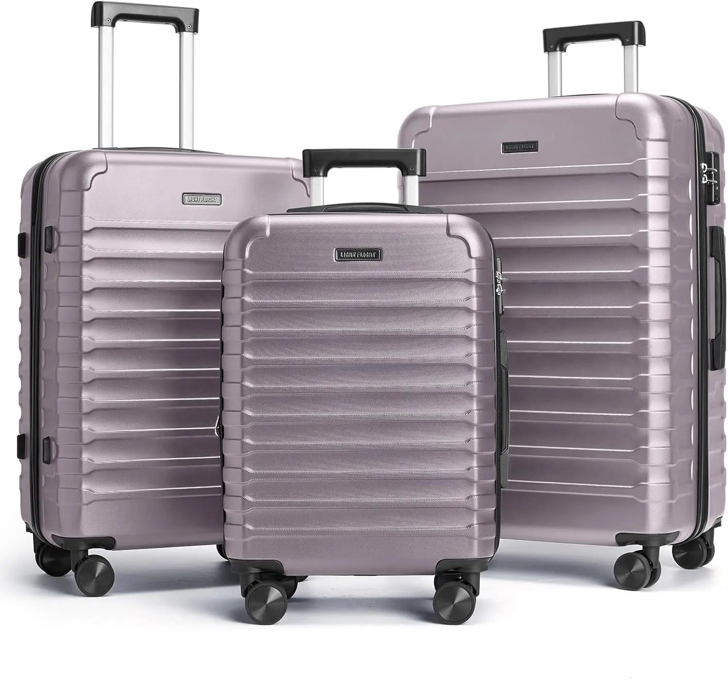 3-Piece Hard Shell Luggage Set with Spinner Wheels & TSA Lock, Lightweight Durable Suitcases 20/24/28 Inch in Rose Purple