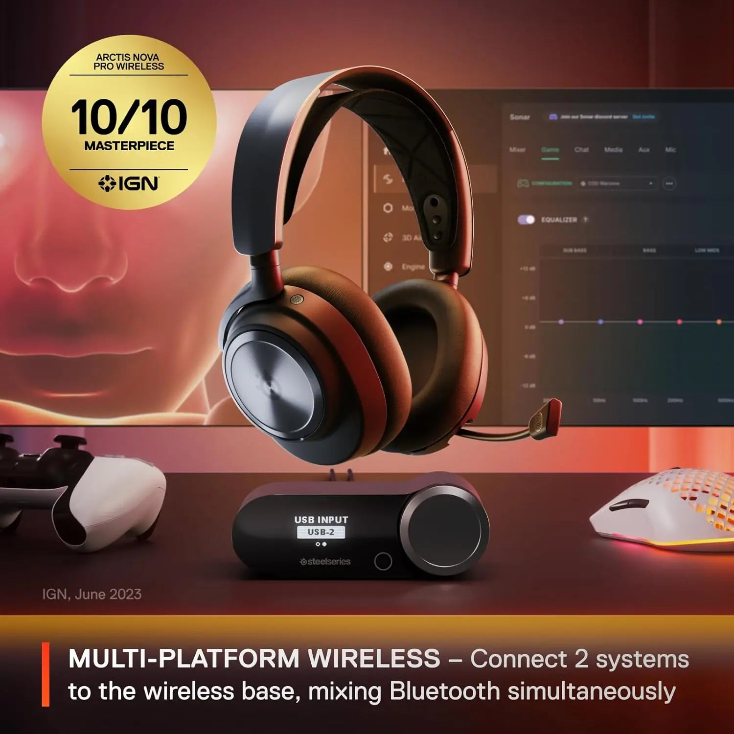 Multi-System Wireless Gaming Headset with Active Noise Cancellation, Premium Hi-Fi Drivers, and ClearCast Mic (Renewed)