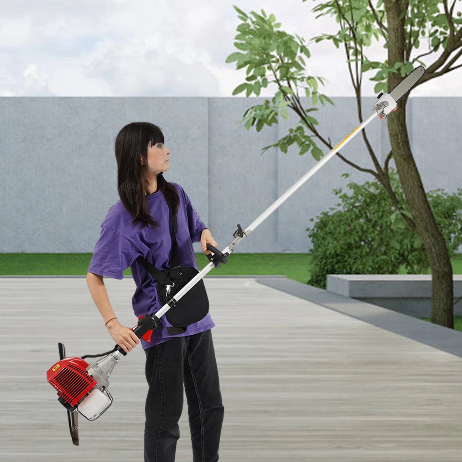NEW 12"Gas Trimmer Saw Tree Trimmer Chainsaw Gas Powered Pole Saw Pruner Pruning Tree Branch Pruner Pruning Shears Tool