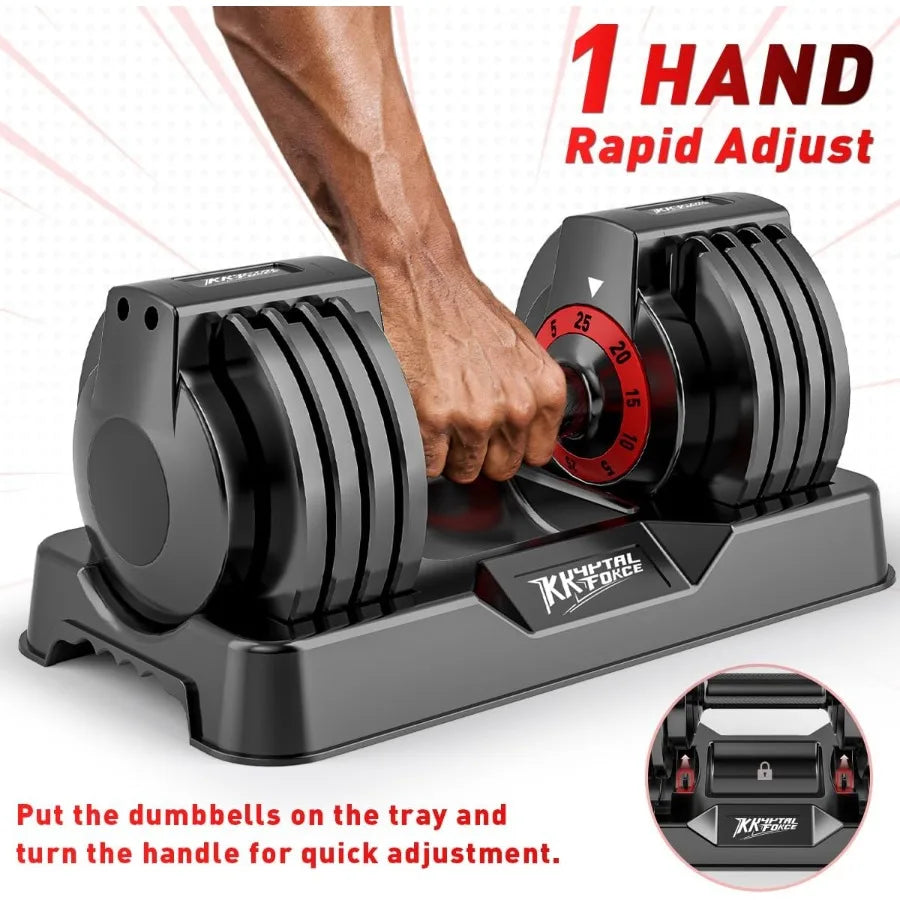 25 55lbs Adjustable Dumbbells Set of 2 for Home Gym: 5in1 or 10in1 Adjustable Weights with AntiSlip Texture Handle Compact Desi