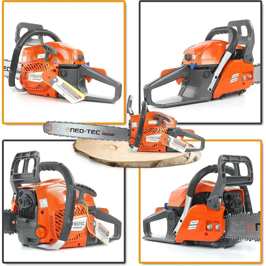 NEOTEC 20 Inch Chainsaw 62CC Power Chain Saws Gas Powered 2 Stroke Handed Petrol Gasoline Chain Saw for Cutting Wood Outdoor Ga