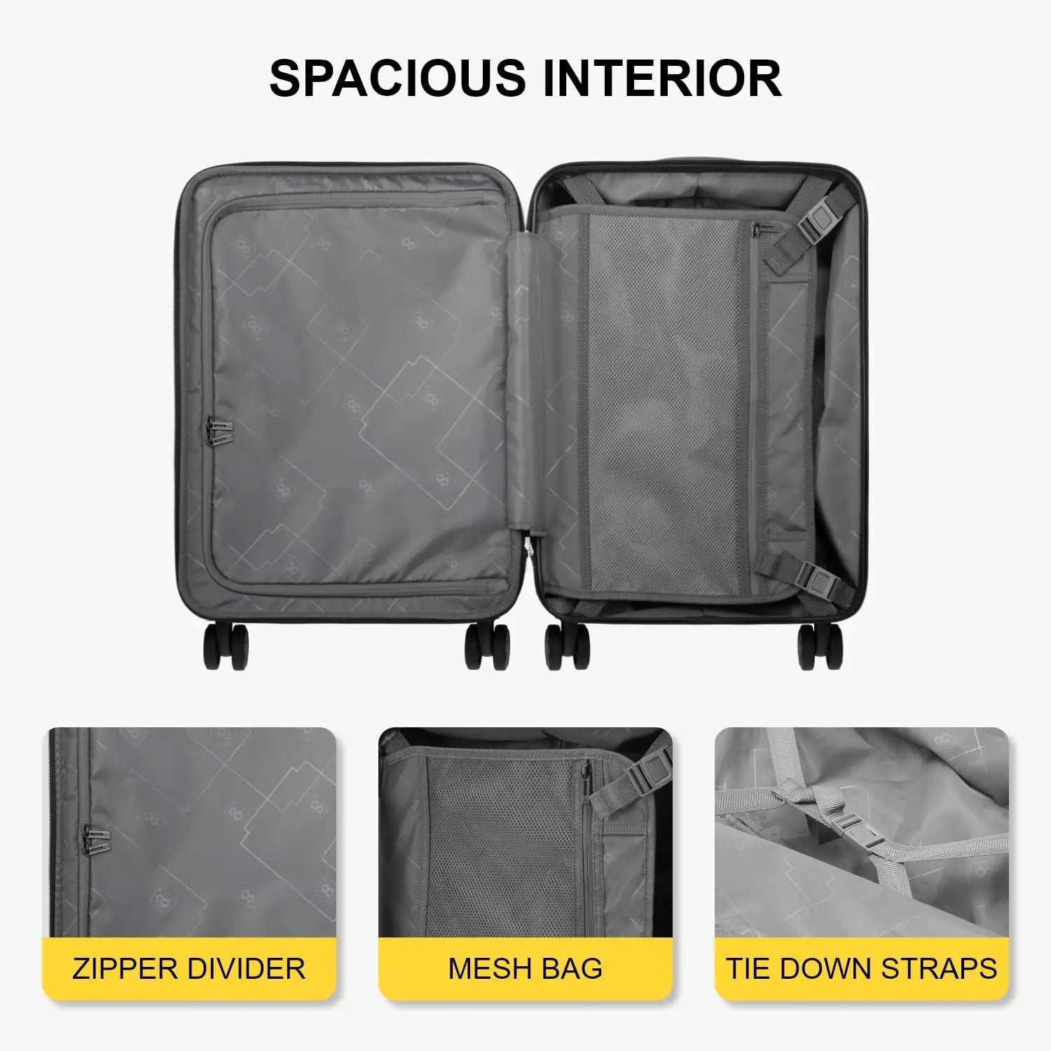 20 Inch Expandable Hard Shell Carry-on Luggage with Front Compartment, Lightweight Suitcase for Airplane Travel, TSA Lock