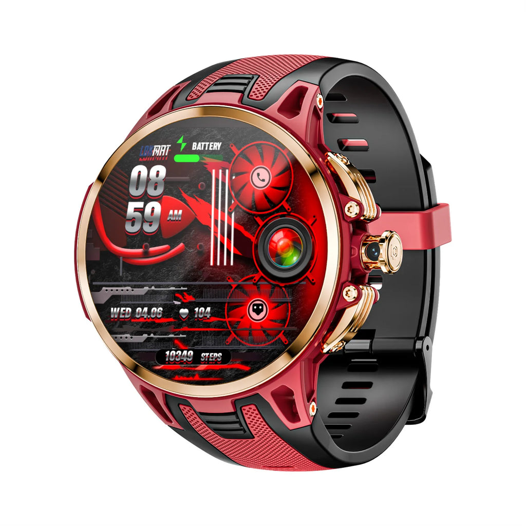 LOKMAT New APPLLP 4 Pro Android Watch Phone 4G SIM Card Smart Watch Full Round Amoled Touch Screen Camera Video Calls Fitness