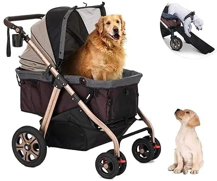 Pet Rover Titan-HD Premium Super-Sized Dog/Cat/Pet Stroller SUV Travel Carriage with Access Ramp/100Lbs Capacity/Pumpless Rubber