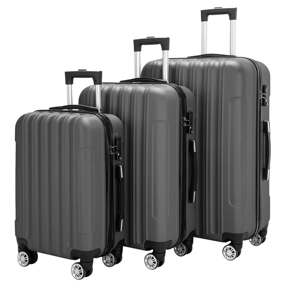 20-inch, 24-inch, and 28-inch three-in-one spinner suitcases. ABS aluminum alloy pull rods, stylish colors, sporty luggage set.