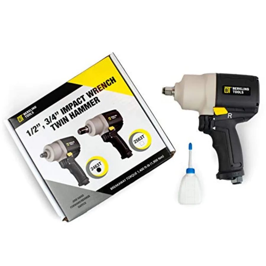 2463T 1/2" HEAVY DUTY Pneumatic Impact Wrench - Air Powered Twin Hammer Composite Handle
