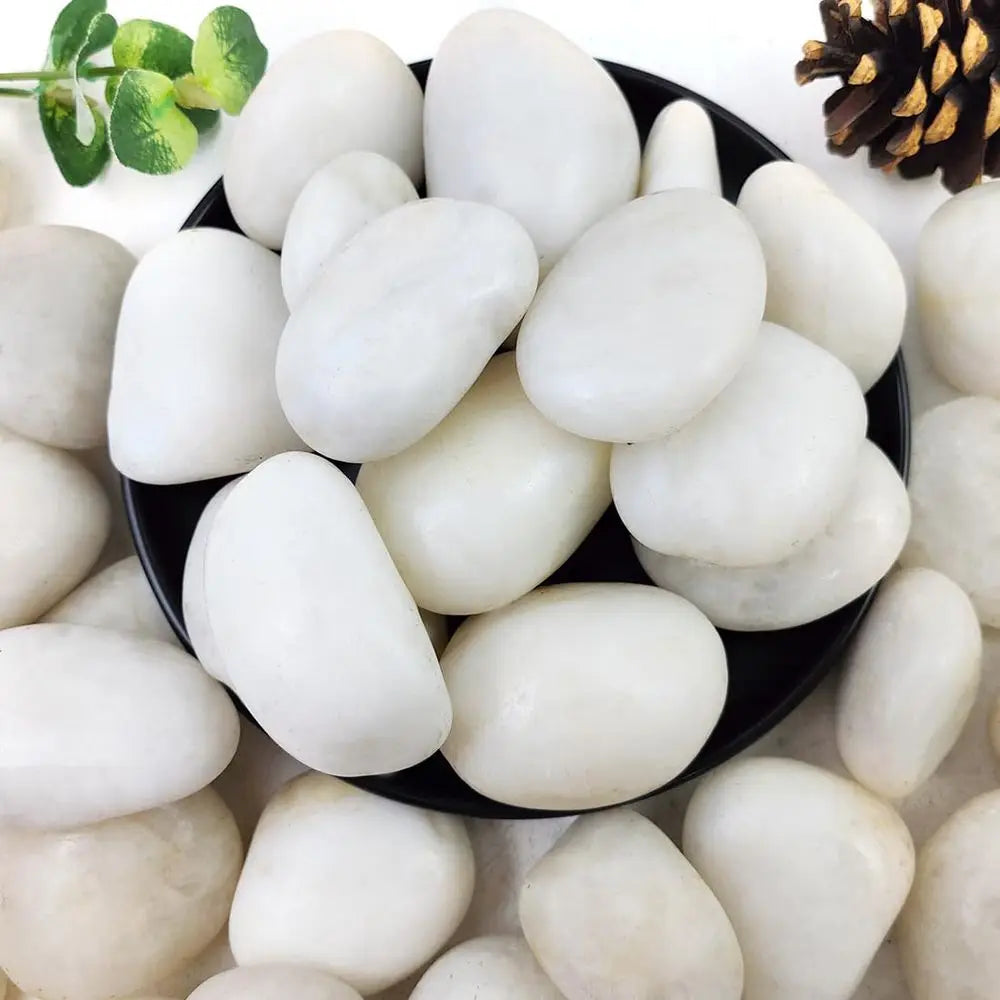 40lbs White River Rocks or Lanng, 2-3 Inch Natural Pebbles or Indoor Plants, High Polished Decorative Stones Garden Outdoor and