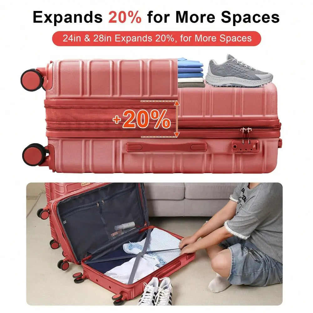 4Piece Expandable Luggage, ABS Travel Luggage Set With Dual Spinner Wheels, TSA Lock Hard Shell Durable Travel Bag Luggage Set 1