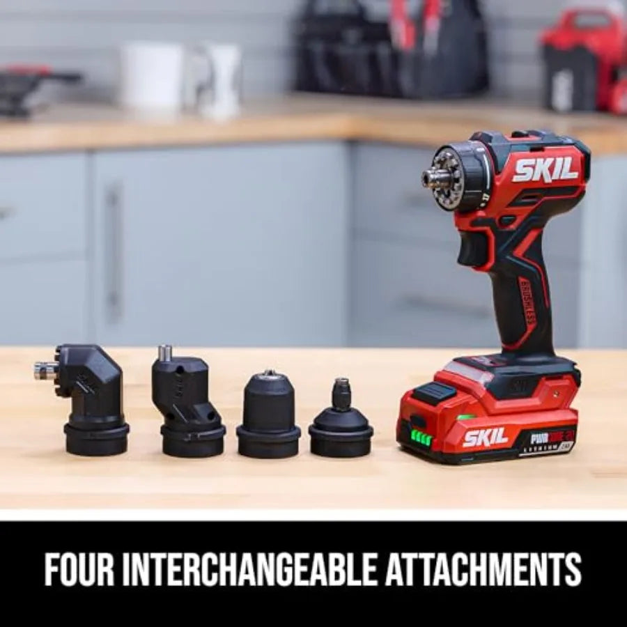 Brushless 20V Compact Multi-Head Drill Driver Kit Including 2.0 Ah USB-C Battery and PD Charger-QD6293B-10