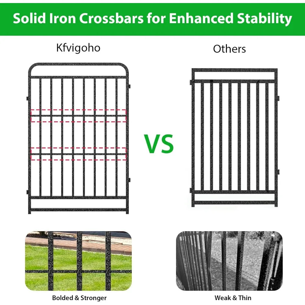 Dog Fence Outdoor 12 Piece Panels 47 Height, Square Steel Pipe with Reinforced Crossbars, Anti-Rust Heavy Duty Dog Playpen with