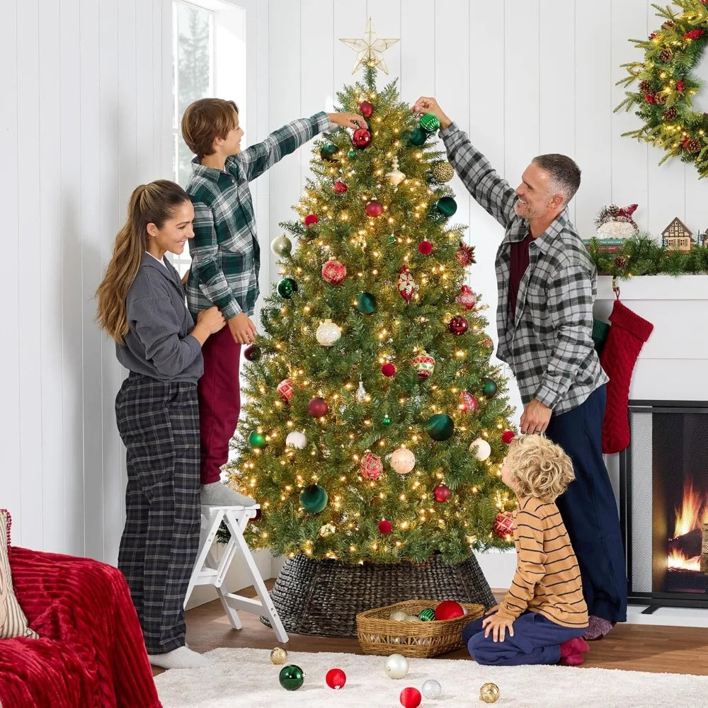6ft Pre-lit Artificial Full Fir Lighted Holiday Decoration with Warm White Lights