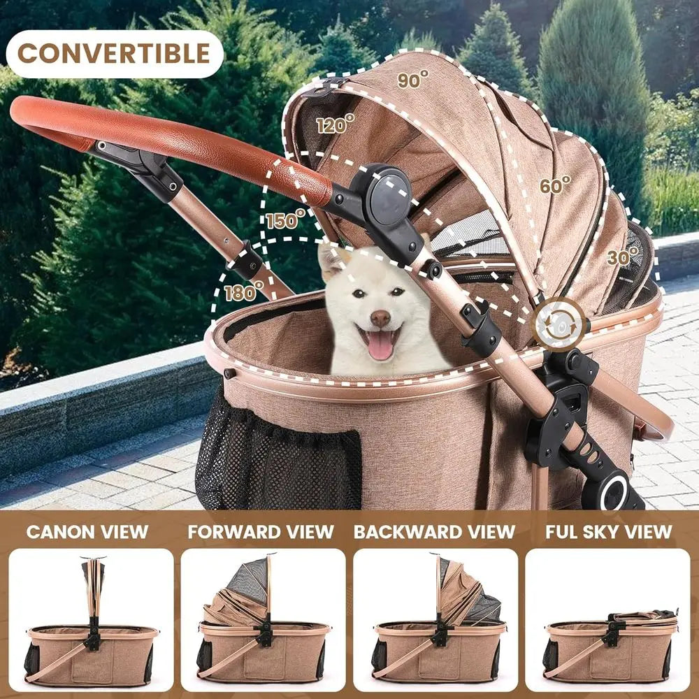 Pet Stroller or Medium Dogs, Smooth-Ride Dog Stroller with Detachable Carrier, Rubber Wheels, Car Seat Combo 3-in-1, Up to 50 lb