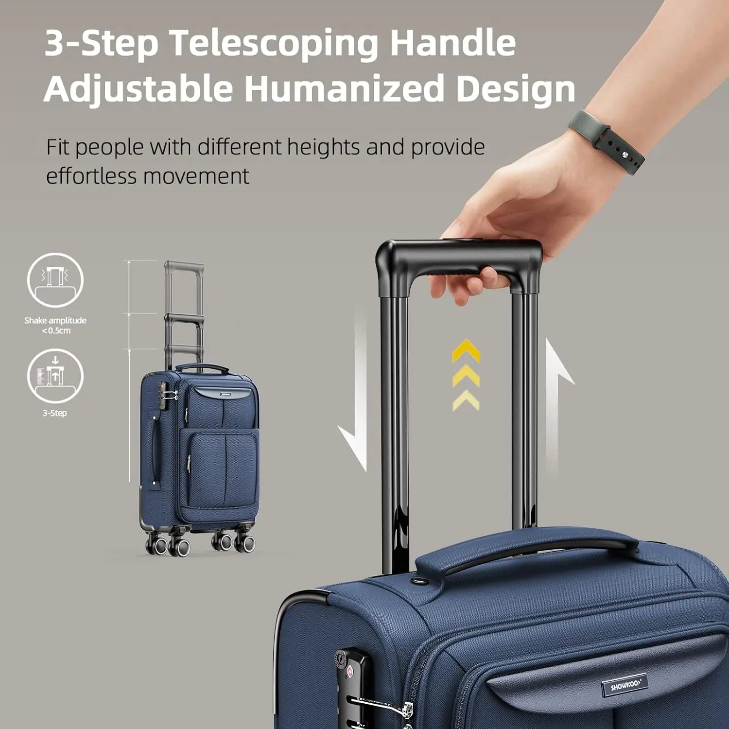 3-Piece Softside Expandable Lightweight Durable Suitcase Set with Double Spinner Wheels and TSA Lock in Blue (20in/24in/28in)
