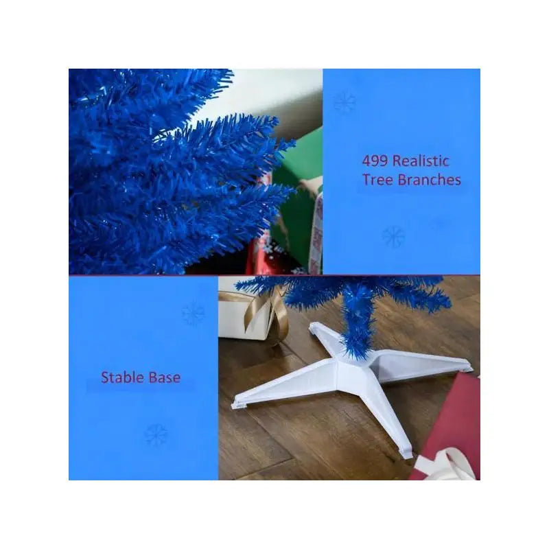 Decorated Christmas Tree with Realistic Branch Tips and Plastic Stand